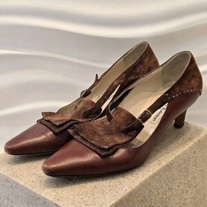 Manolo Blahnik Brown Suede and Leather Heels